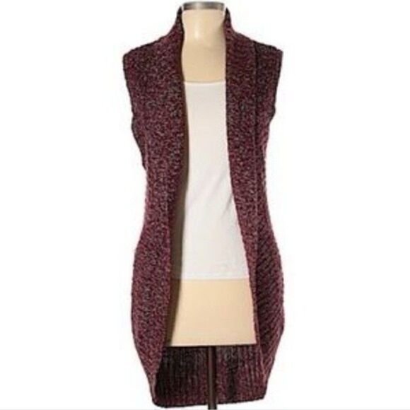 Open Cardigan Shurnk Sleevesless Marble Marron Size Small - Picture 2 of 9